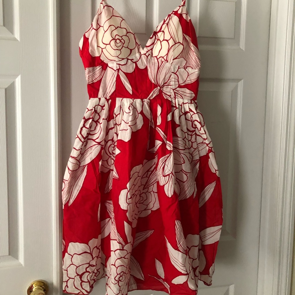 Forever 21 Red and White Floral Dress